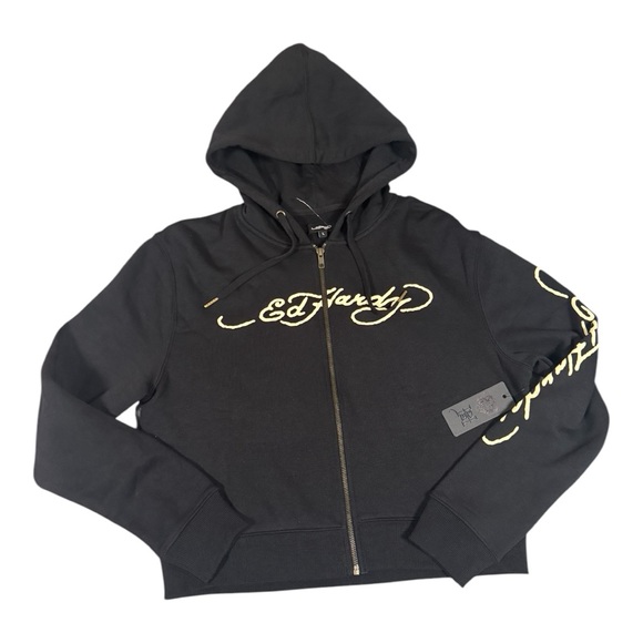 Ed Hardy Tops - Ed Hardy Women’s Zip Front Hoodie Snake Skull Black L